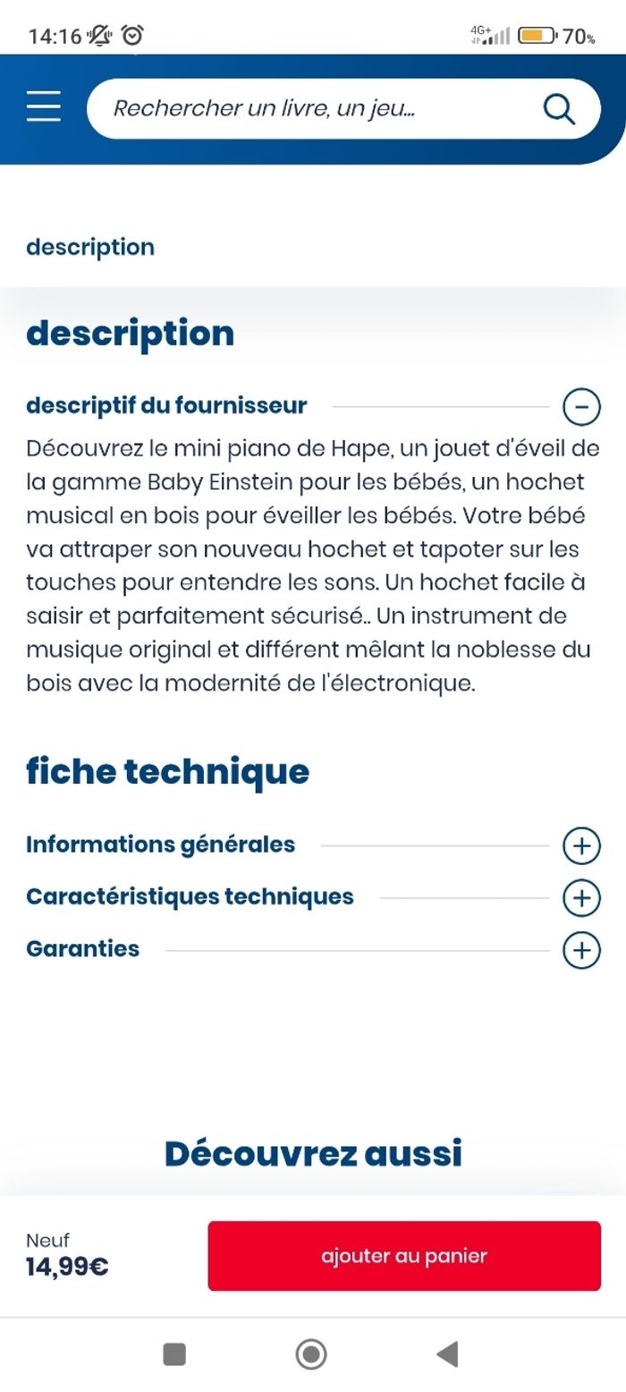 Mini piano magic touch Hape - photo numéro 2