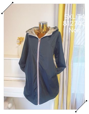 Veste long imperméable réversible noir taille 5XL🌸