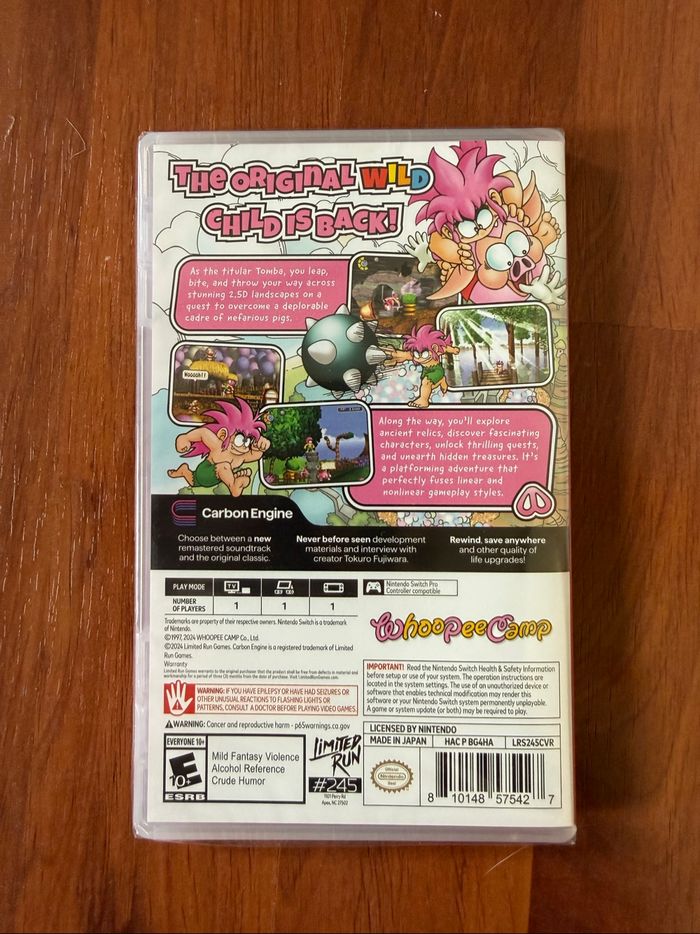 LRG#245 Tomba! Special Edition Jeu Nintendo Switch NEUF sous blister Limited Run #45 - photo numéro 2