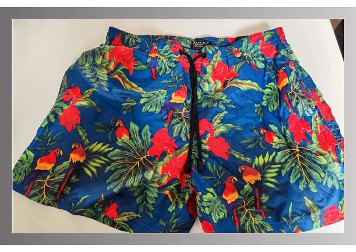 Short de bain bleu avec perroquets et feuillage Zara Man Taille M