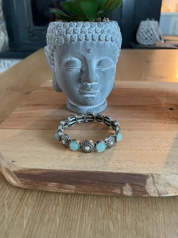 Bracelet élastique argenté et bleu