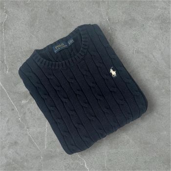 Sweat | Hoodie | Pull Ralph Lauren torsadé Bleu Marine