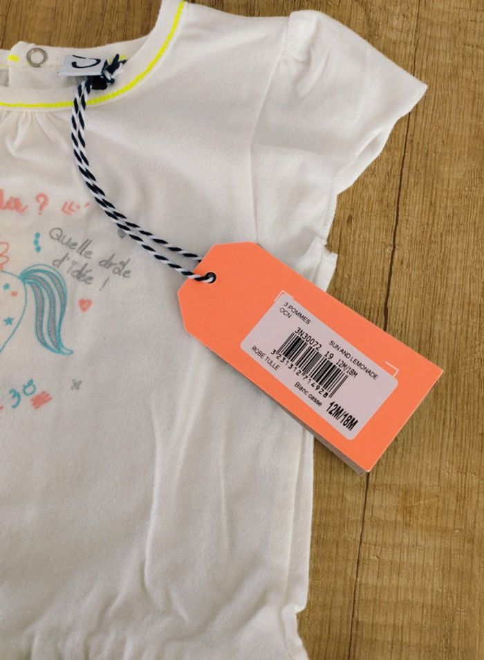 Robe manches courtes fille écru et tulle multicolore taille 12/18 mois 3 Pommes - photo numéro 3