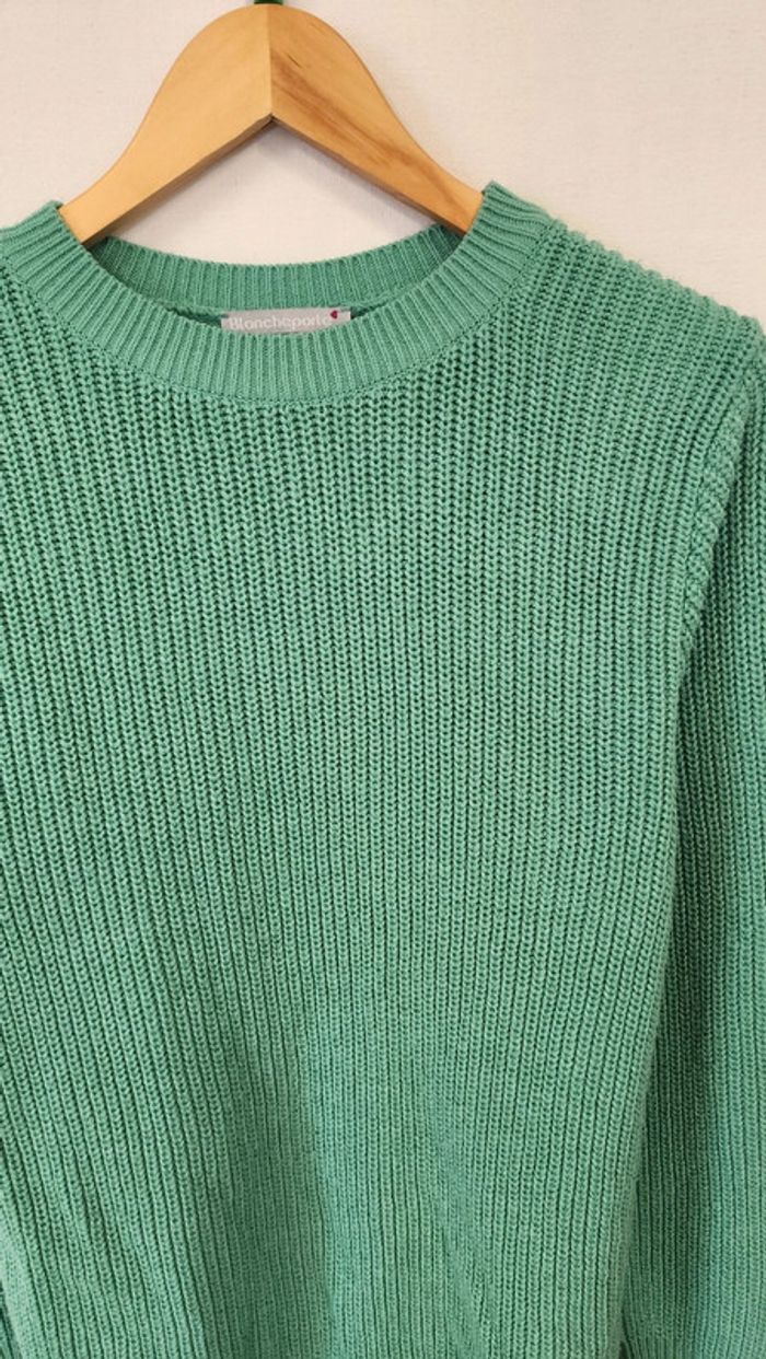 Pull tricoté en maille vert d'eau blancheporte - photo numéro 4