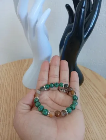 Solde 💝 Idée cadeau femme Oeil du tigre chrysocolle Bracelet en pierres naturelles Lithothérapie
