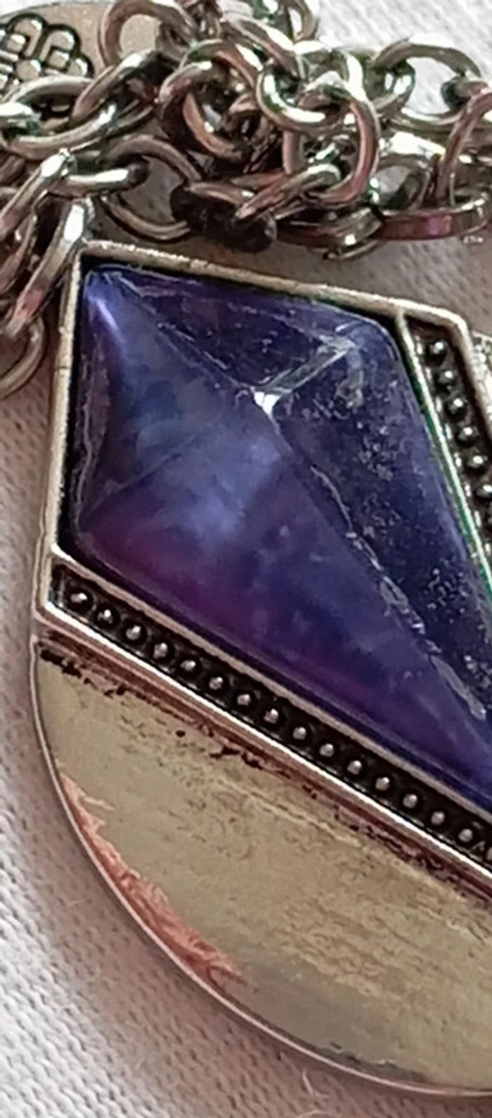 Joli collier métal pierres bleues - photo numéro 6