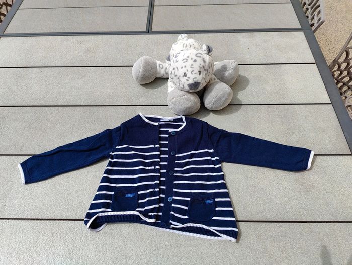 Gilet fille rayé grain de blé 12 mois