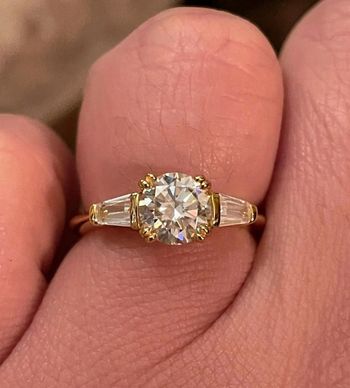 Bague argent plaqué or jaune diamant moissanite 1ct 