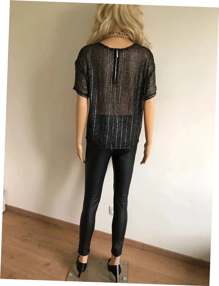 Top noir et argenté à manches courtes Morgan taille S TBE - photo numéro 9