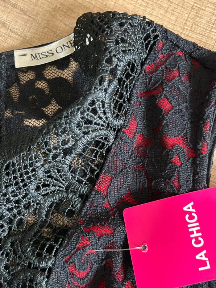 Robe noire et rouge neuve sans manches Miss One taille L (taille petit) - photo numéro 15
