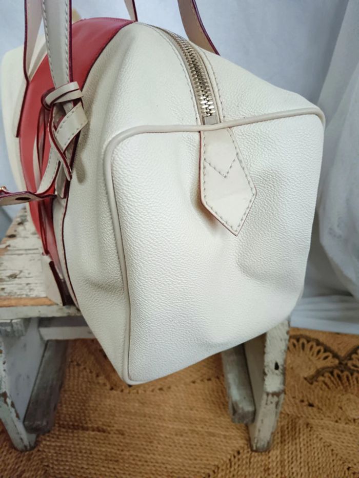 Max Mara | Sac à main cuir rouge et crème - photo numéro 8