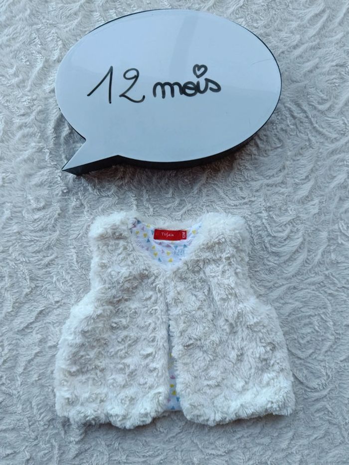Boléro sans manche cardigan Fille 12 mois fourrure Tissaia