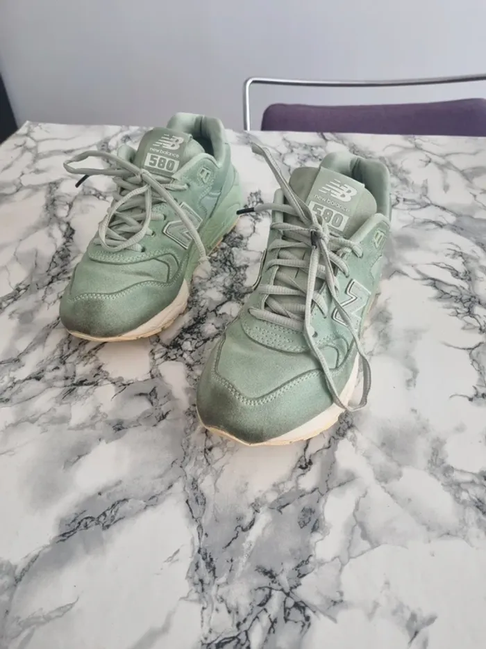 Basket New balance 580 suedine vert clair - photo numéro 8