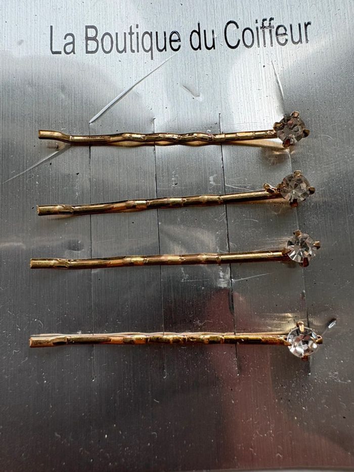 Lot de 4 épingles à cheveux dorées avec strass - La Boutique du Coiffeur - photo numéro 2
