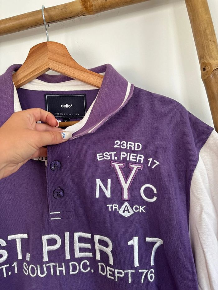 Polo Violet vintage Celio taille XL - photo numéro 3