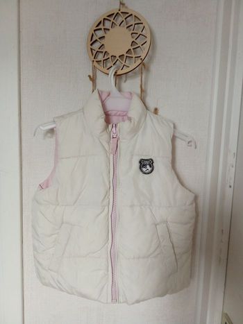 Veste, doudoune  matelassée, réversible rose perle, blanc fille 2 ans, 24 mois, mi saison