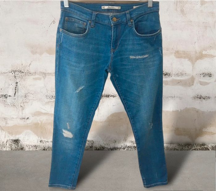 Jean bleu slim fit Zara woman premium denim troué taille 40