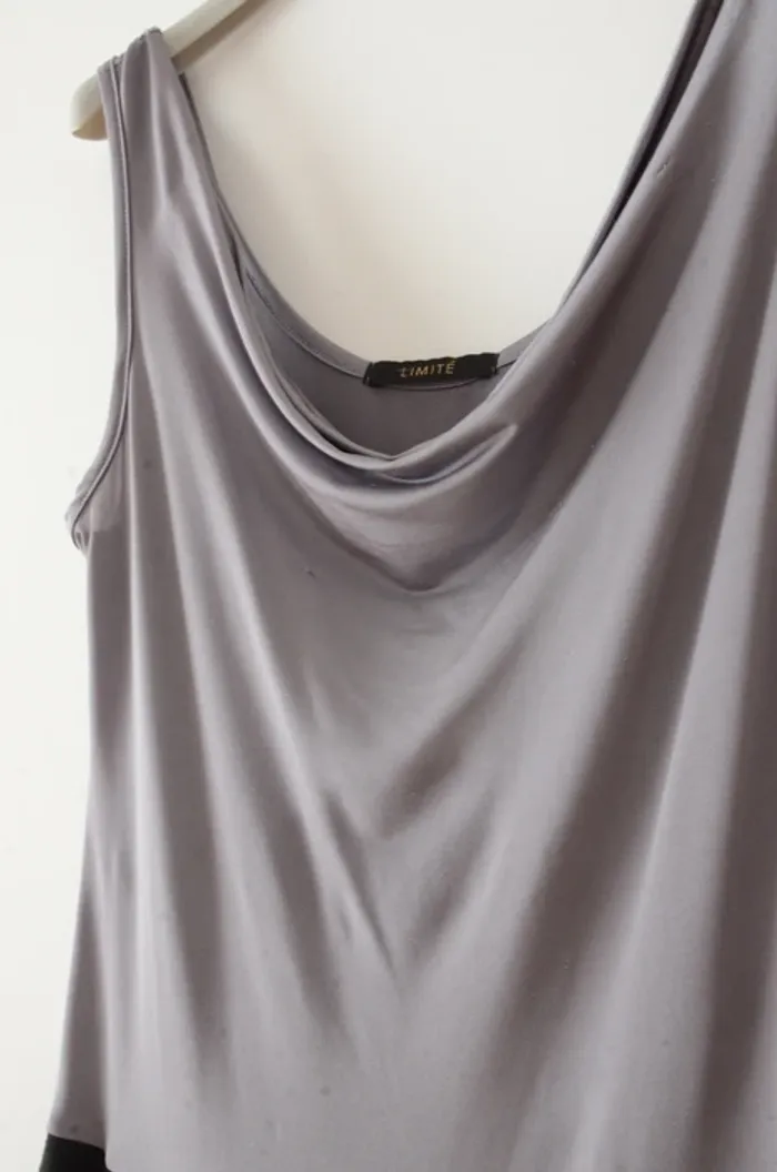 Robe bi-matière noire et grise - photo numéro 2