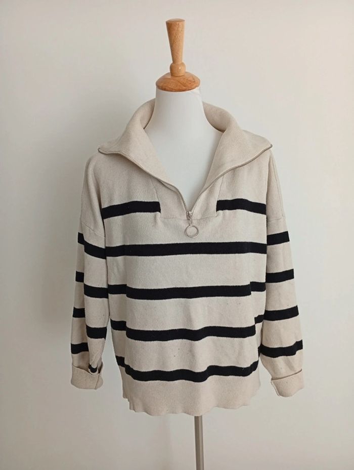 Vero Moda - Pull grand col rayé - taille XL