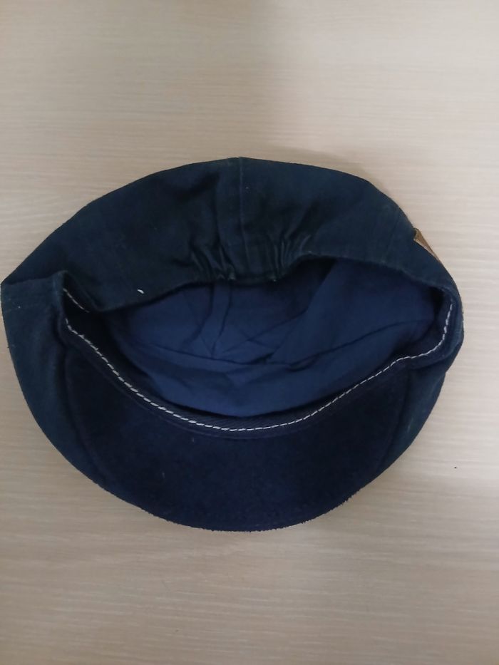 Beret bebe en coton bleu marine taille 9/12 mois tour de tete  44,5cm - photo numéro 6