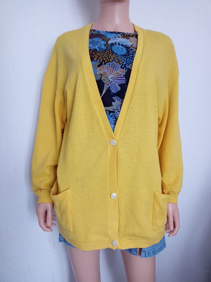 Cardigan mailles piquées jaune TU N*171 - photo numéro 2