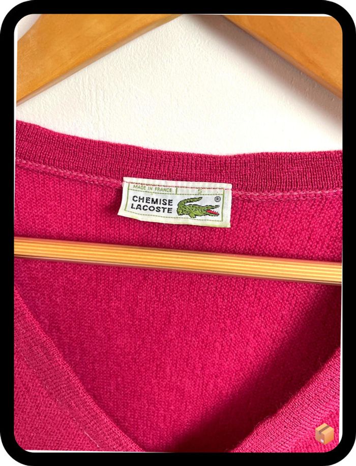 Pull Lacoste vintage – Taille 5 – Fuchsia – 100 % laine – Homme - photo numéro 3