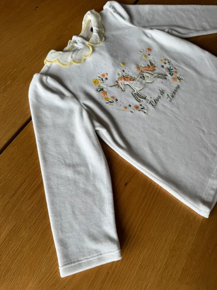Pyjama 2 pièces ML haut en velours et bas jaune coton thème Licorne NEUF - Taille 4 Ans - photo numéro 7