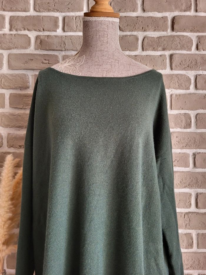 Robe pull en cachemire et soie vert foncé Eric Bompard - photo numéro 2