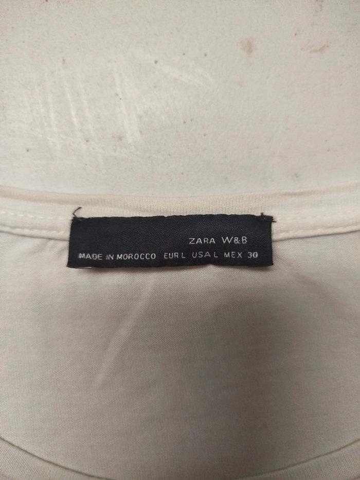 Tshirt blanc effet mousseline - Zara - L - photo numéro 2