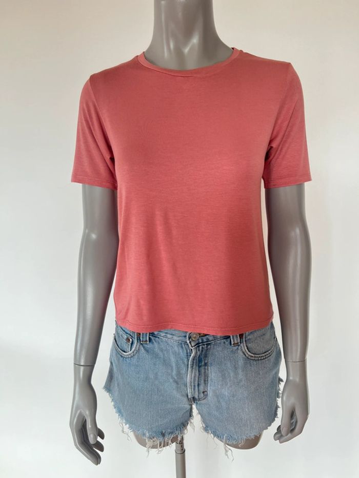 T-shirt vieux rose uni MANGO - Taille S
