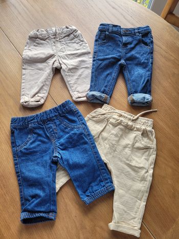 4 pantalons 3m jean et coton