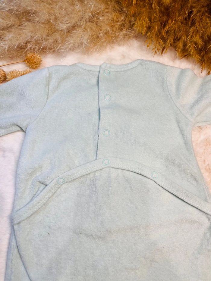 Pyjama velours vert,bébé fille, 3 mois, kiabi, très bon état - photo numéro 4
