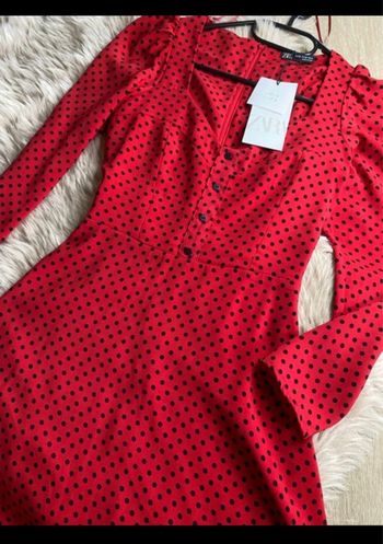 Robe à pois rouge et noir Zara Taille XS / 34 Neuf avec étiquette