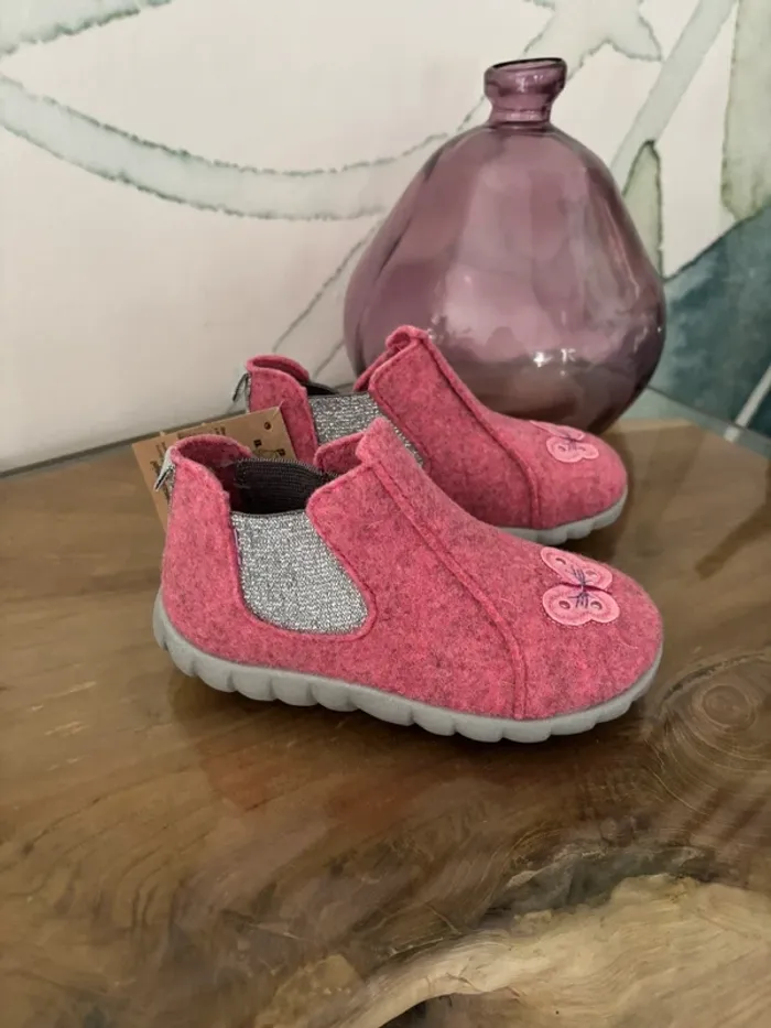 Chaussons fille Befado rose tissu