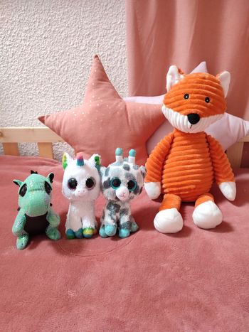 Lot de peluches TY – Très bon état - Licorne, girafe et dragon 