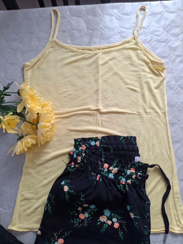 Très bel ensemble top jaune et pantalon fleuri - - photo numéro 3