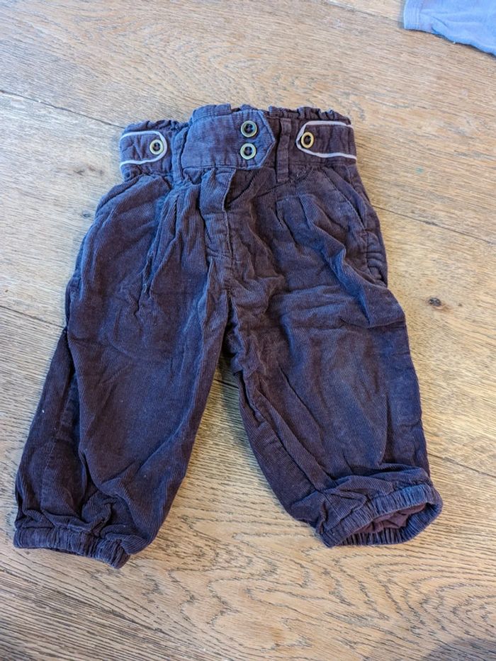 Ensemble bodie à col pantalon velours cocoon 12 mois - photo numéro 2