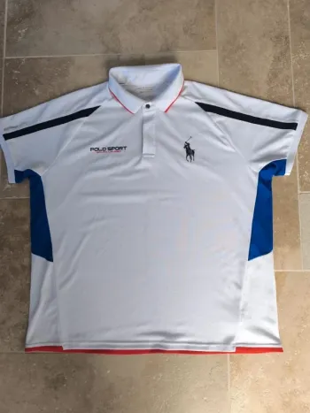 Magnifique polo Ralph Lauren sport homme XXL excellent état blanc rouge et bleu