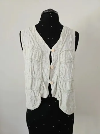 Gilet Court Sans Manches Palme - Taille Unique - Style Bohème - Très Bon État