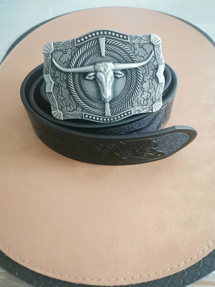 Ceinture de cowboy country taureau argenté