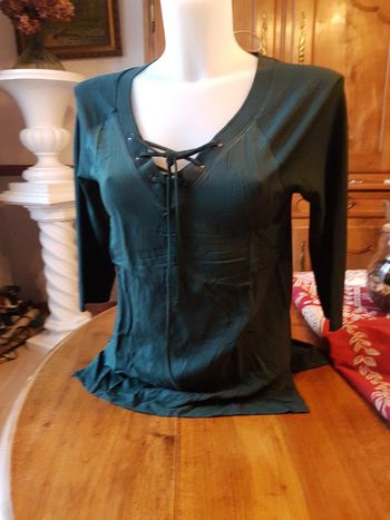 Haut manche 3/4 vert taille S KIABI