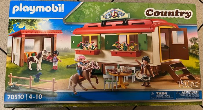 Playmobil 70510 Box de poneys et roulotte- Country- Le Poney Club- Cavalier roulotte