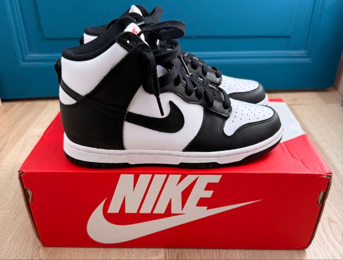 Nike Dunk High - cuir - noir et blanc - photo numéro 4