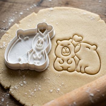 Emporte-pièce Capybara Couple et Cœur - Découpoir Biscuit Sablé Pâte à Sucre