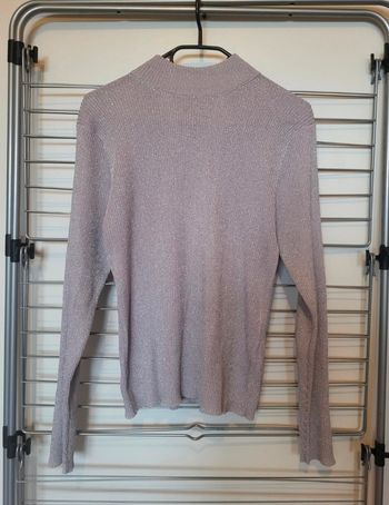 Pull à col montant argenté 