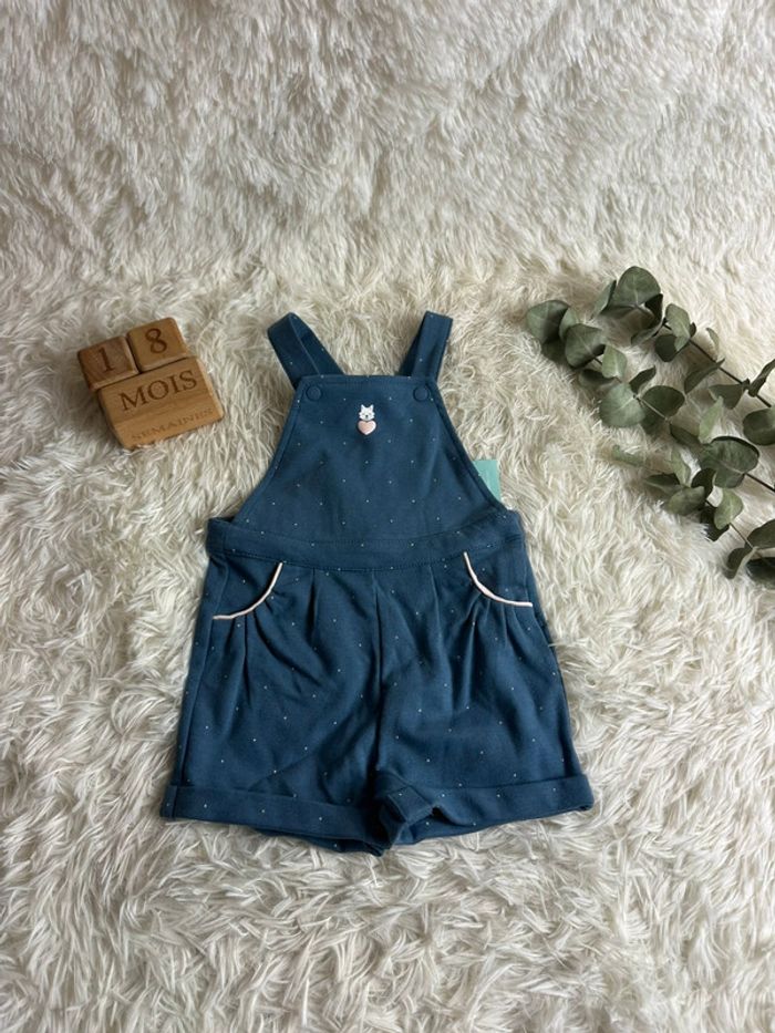 Salopette courte bleue obaibi taille 18 mois