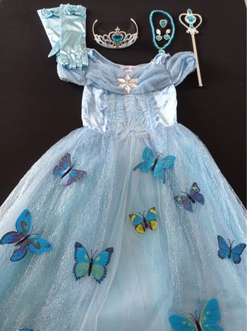 Déguisement robe princesse bleu papillon 6ans