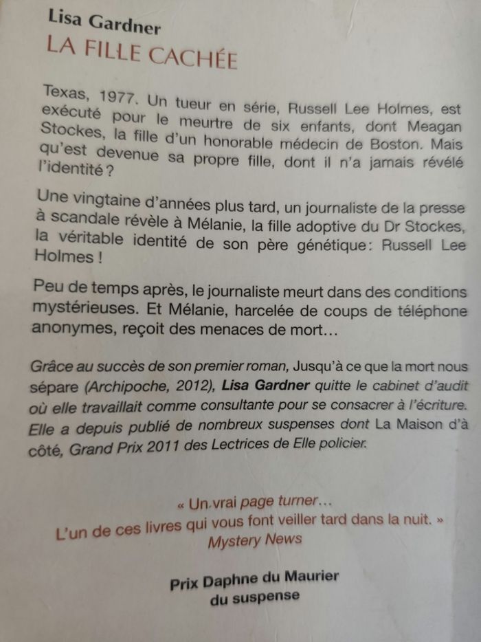 Livre de Lisa Gardner la fille cachée - photo numéro 2