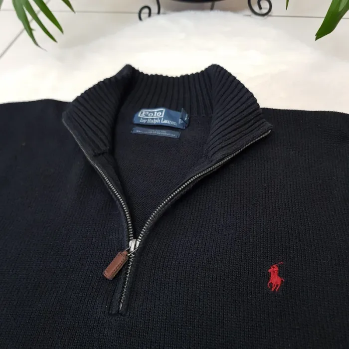Pull Camionneur half demi zip Ralph Lauren XXL Noir - photo numéro 6