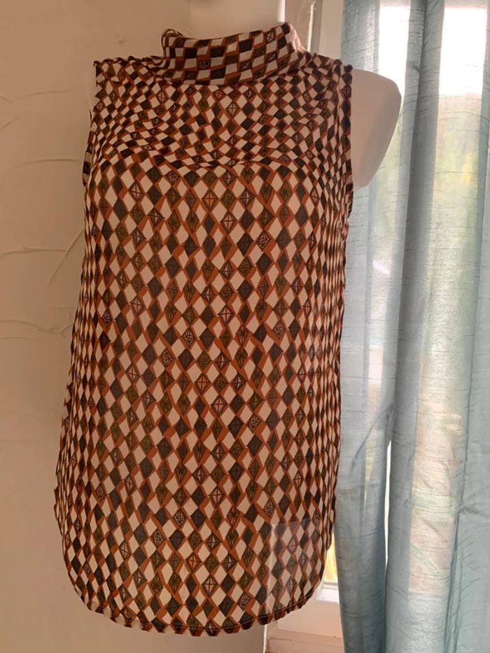 Blouse Monoprix motifs losange taille40 manches courtes